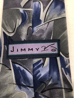 Jimmy V Blue Gray Abstract Silk Tie